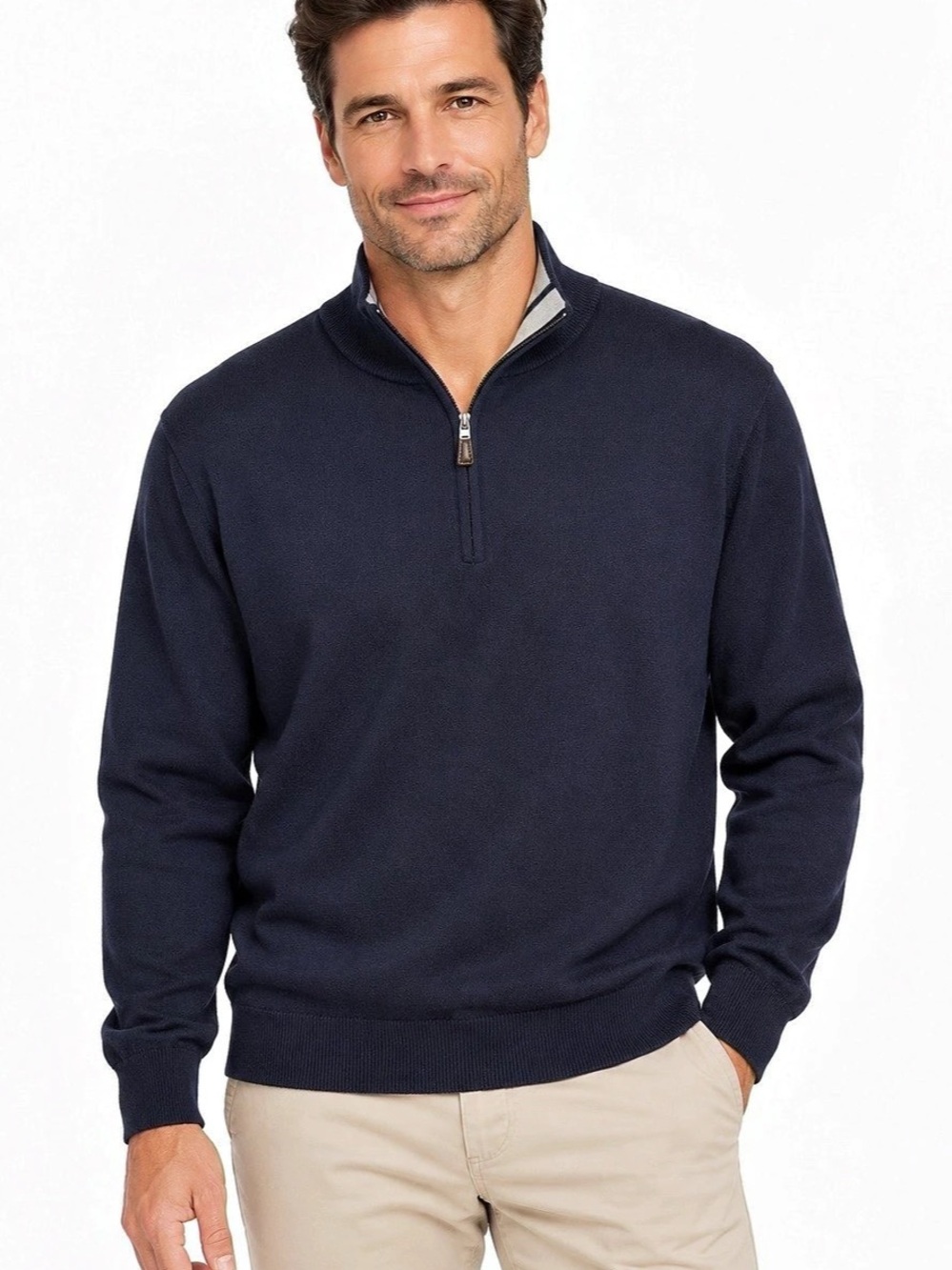 Peter Millar Sweater Mens XL Navy Blue Merino Wool Silk Quarter Zip Golf Pullove